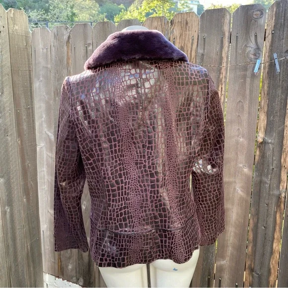 Bradley Bayou plum Genuine Leather Jacket size small - Picture 5 of 10
